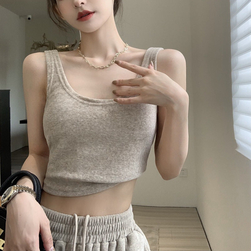 Fashionable Knit Set Featuring A Tank Top And Wide-leg Pants