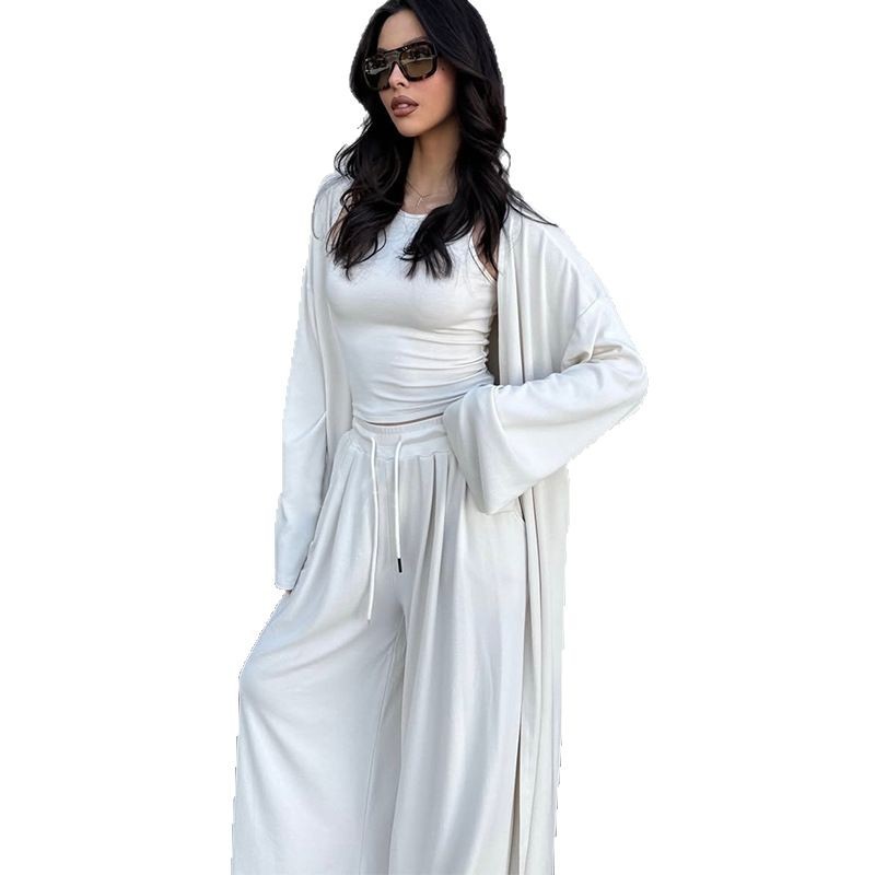 Outerwear Suspender Top And Wide-leg Pants Three-piece Set