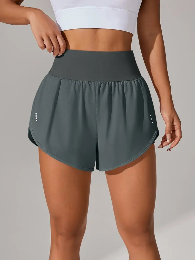 Loose-fitting High-waisted Ruffled Yoga Shorts