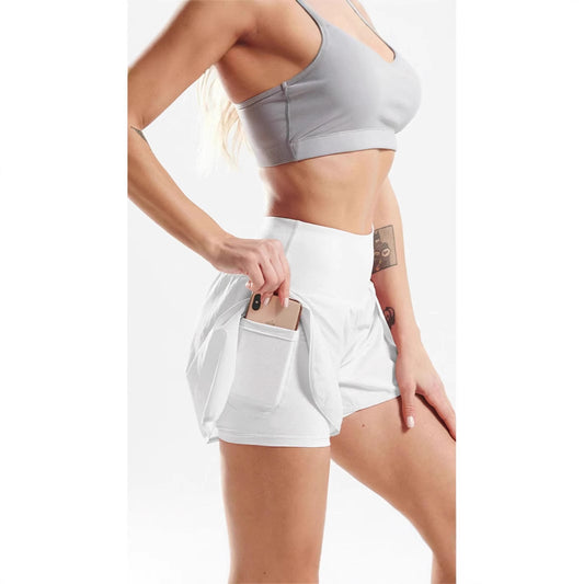 Loose-fitting High-waisted Ruffled Yoga Shorts