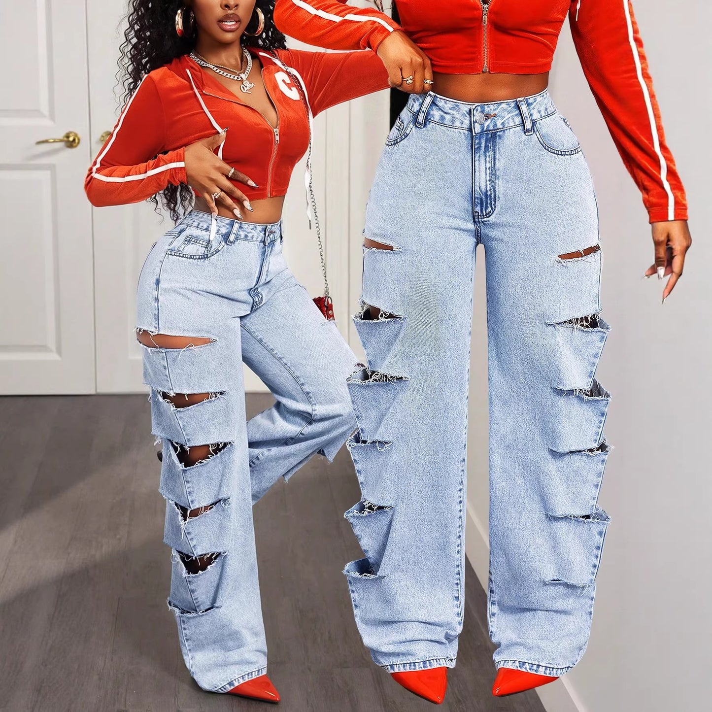 Fashionable Womens Casual Jeans Feature A Relaxed Fit