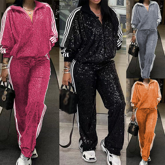 Sequin Plus Size Casual Set For Women