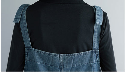 Casual Literary Women's Plus Size Denim Overalls