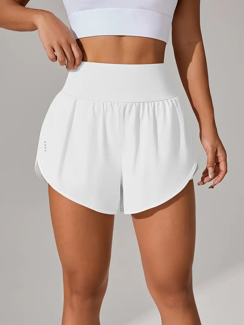 Loose-fitting High-waisted Ruffled Yoga Shorts
