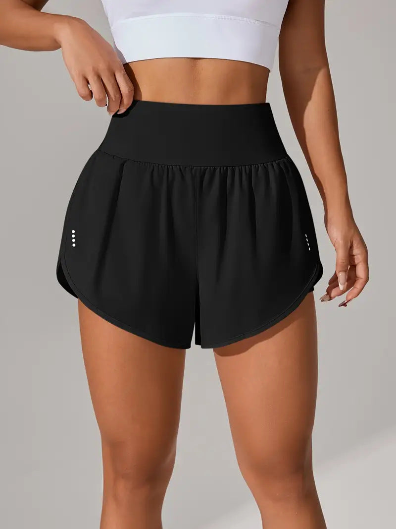 Loose-fitting High-waisted Ruffled Yoga Shorts
