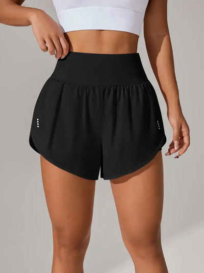 Loose-fitting High-waisted Ruffled Yoga Shorts