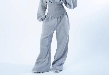 Womens Slim-fit Waist-cinching Hoodie And Drawstring Pants Two-piece Set