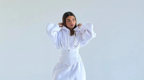 Womens Slim-fit Waist-cinching Hoodie And Drawstring Pants Two-piece Set