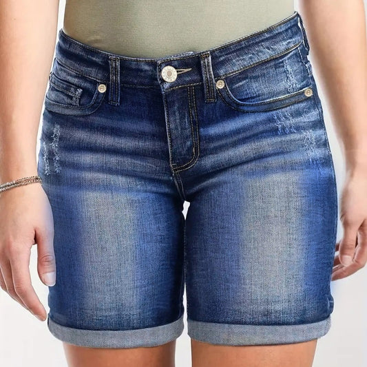 High-waisted, Stretchy Denim Capri Pants In Plus Sizes