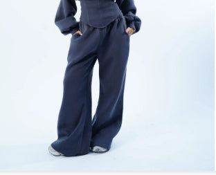 Womens Slim-fit Waist-cinching Hoodie And Drawstring Pants Two-piece Set