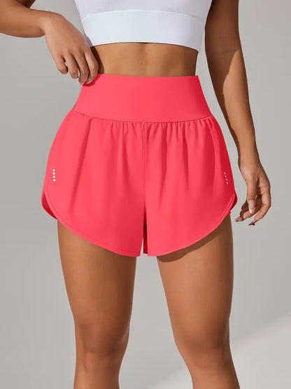 Loose-fitting High-waisted Ruffled Yoga Shorts