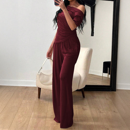 Style Statement Ruched Two Piece Pant Set
