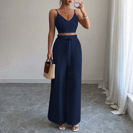 Step Out V-Neck Two Piece Pant Set