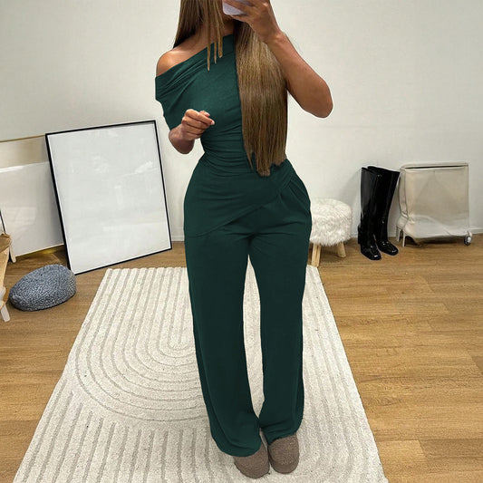 Style Statement Ruched Two Piece Pant Set