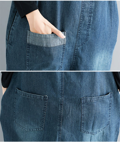 Casual Literary Women's Plus Size Denim Overalls
