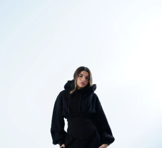 Womens Slim-fit Waist-cinching Hoodie And Drawstring Pants Two-piece Set