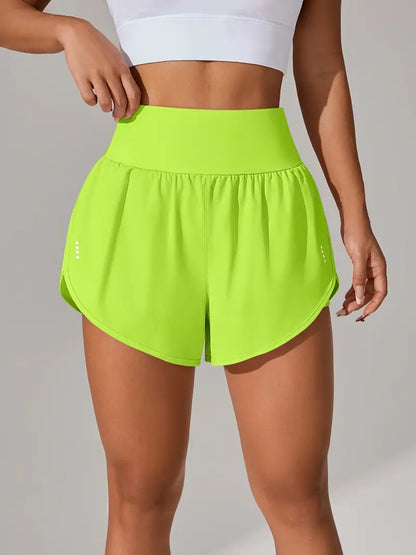 Loose-fitting High-waisted Ruffled Yoga Shorts