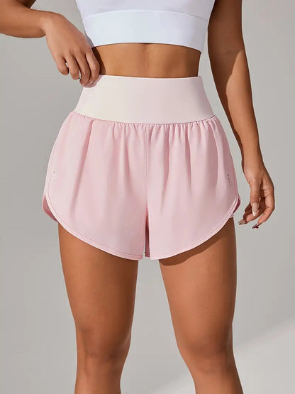 Loose-fitting High-waisted Ruffled Yoga Shorts