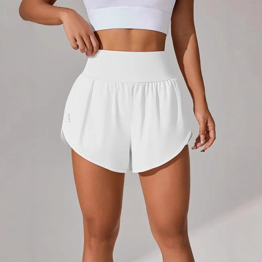 Loose-fitting High-waisted Ruffled Yoga Shorts