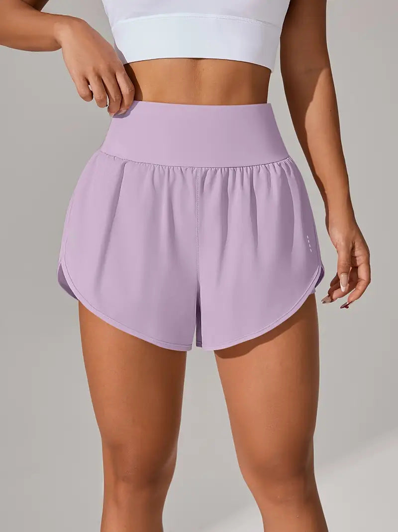 Loose-fitting High-waisted Ruffled Yoga Shorts