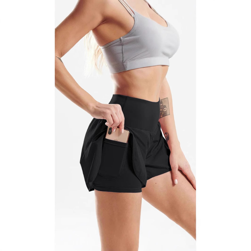 Loose-fitting High-waisted Ruffled Yoga Shorts